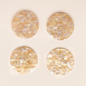 Posavasos de concha de Capiz de mosaico, vajilla MOP hecha a mano, posavasos decorativo de nácar para bebidas - Product Image 5