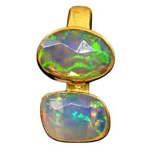925 Sterling Silver <b>Gold</b> Plated <b>Opal</b> <b>Ring</b> - Product Image 3