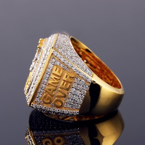 Men's VVS Moissanite Diamond Wedding <b>Ring</b> Fully Iced Out in 18K Gold with IGI Certificate Hip Hop Style <b>Fine</b> <b>Ring</b> for Parties - Product Image 1