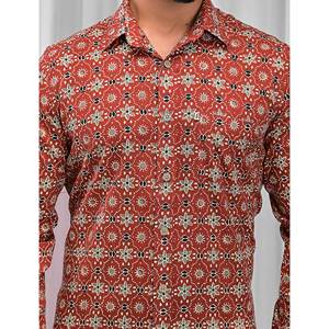Chemise décontractée pour homme en coton imprimé à manches longues, respirante, en popeline ou tissu Oxford, motif floral ou à pois, offre ODM - Product Image 2