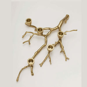 Cast Aluminum Antique Gold <b>Tree</b> Branch Taper Candle Holder for Home Wedding Event <b>Tabletop</b> Lighting Decoration Candle Stand - Product Image 1