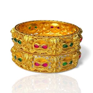 Vibrant Trendy Emerald Cut <b>Pearl</b> Tear Drop Multicolor Bangle Set Cluster Design <b>Gold</b> Tone Wedding Bulk Lot Low Price - Product Image 3