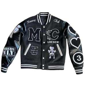 Veste de baseball Letterman Varsity OEM personnalisée pour hommes Bomber en cuir PU taille XL avec logo brodé pour la saison d'hiver - Product Image 1