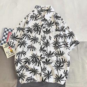 2024 été livraison gratuite livraison rapide Resort hommes hawaïen à manches courtes imprimé fleuri Polyester chemises - Product Image 3