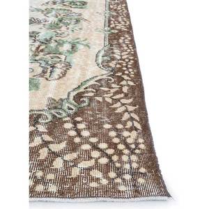 พรมขนสัตว์ถักมือสไตล์วินเทจ สีเบจและสีน้ำตาล ลายเหรียญแบบนามธรรม รูปทรงสี่เหลี่ยมผืนผ้า สำหรับห้องนั่งเล่นหรือทางเดินในบ้าน รุ่น Pae-3322 - Product Image 4