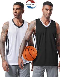 Maillot de basket-ball réversible personnalisable pour hommes, uniforme sportif respirant avec lettres et chiffres imprimés cousus, style - Product Image 2