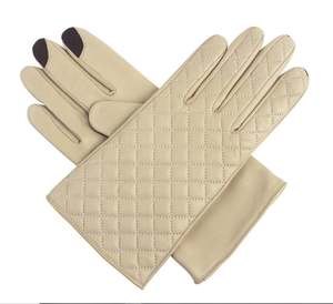 Gant de cyclisme en cuir de mouton d'hiver pour femmes épais chaud en peluche doigt complet coupe-vent gant à écran tactile - Product Image 6