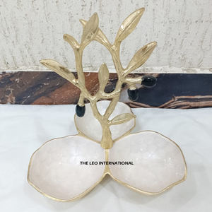 Bol de service en métal argenté au design de fleurs fait à la main de qualité supérieure bol de service alimentaire mariage Restaurant bol japonais - Product Image 5