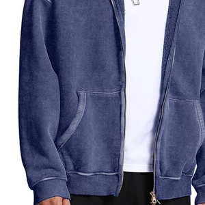 Sweat à capuche lourd délavé à l'acide pour homme, broderie personnalisée technique Puff, haute qualité, effet vintage délavé à la pierre, 100% coton, vente chaude - Product Image 5