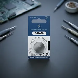 แบตเตอรี่ลิเธียม 3V รุ่น CR1620 สำหรับของเล่น เครื่องใช้ไฟฟ้าในบ้าน อุปกรณ์อิเล็กทรอนิกส์สำหรับผู้บริโภค นาฬิกา ผลิตในจีน ได้รับการรับรอง MSDS อายุการใช้งาน 10 ปี - Product Image 3