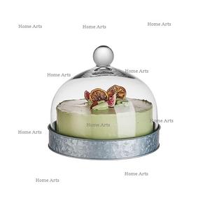 Support à gâteau galvanisé de conception tendance avec couvercle en verre support de service à dessert de forme ronde de la plus haute qualité en vrac - Product Image 2