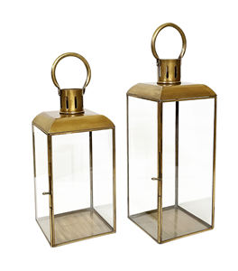 Personnalisable élégant cuivre rectangulaire métal fer lanterne verre bougeoirs 1 couleur pour la maison fêtes décor de noël - Product Image 4