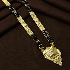 Venta al por mayor 24K Gold Micro Long Mangalsutra para mujeres casadas, Indian Wedding Long Mangalsutra, Daily Wear Gold Finish Mangalsutra - Product Image 1
