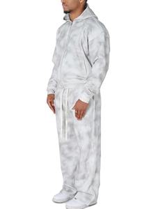 Haute qualité lavage à l'acide Flare pantalons de survêtement fermeture éclair 2 pièces ensemble lourd strass Vintage lavage à l'acide hommes survêtement 2025 OEM - Product Image 4