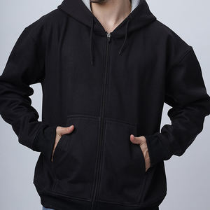 Sweat-shirt à capuche pour homme avec fermeture éclair intégrale, 100% coton, sweat-shirt à capuche en coton biologique lourd pour homme - Product Image 5