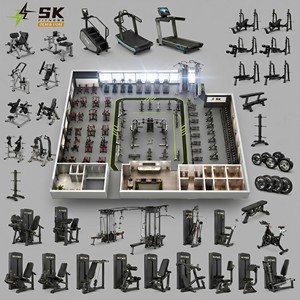 SK Commercial Gym Equipment Complete Set Strength Cardio Training Machines One Stop Gym Project Solution Hotel Club Factory OEM