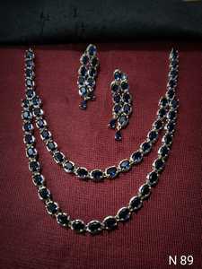 ENSEMBLE DE COLLIER DE MARIÉE EN DIAMANT AMÉRICAIN ET BOUCLES D'OREILLES CLASSIQUES ET DE HAUTE QUALITÉ ENSEMBLE DE BIJOUX DE MARIAGE POUR FEMMES DE STYLE CLASSIQUE - Product Image 2