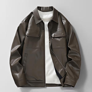<b>Men's</b> fashion trend autumn and winter outdoor breathable <b>faux</b> <b>leather</b> <b>jacket</b> comfortable lapel stylish <b>leather</b> <b>jacket</b> - Product Image 4