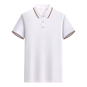 Polo clásico informal con solapa de negocios para hombre, camisa de manga corta transpirable de algodón ajustado de gama alta de media manga - Product Image 1