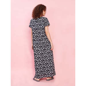 100% Cotton Woven Supersoft Women's Short-Sleeved Bathrobe Casual Nightshirt Embroidery Pocket Most Comfortable Leopard Pattern - Product Image 5