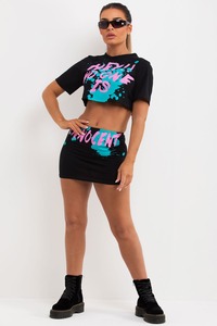 Top corto liso Sexy de verano para mujer, Camiseta deportiva con logotipo personalizado para gimnasio, camisetas recortadas de algodón de gran tamaño con hombros caídos - Product Image 5