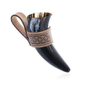 Chope de buffle Viking sculptée sur mesure Agate naturelle fabriquée à la main Corne à boire Style animal Décoration de bière - Product Image 1