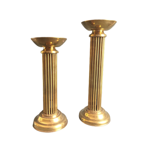 Ensemble de 3 bougeoirs tendance en aluminium couleur or, différentes tailles, pour mariage - Product Image 5