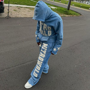 Sweat à capuche zippé et joggeurs Sportswear Survêtements Strass Sweats à capuche personnalisés Survêtement Pantalon de survêtement évasé et ensemble de sweat à capuche zippé - Product Image 2