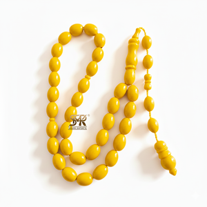Yellow Islamic Prayer <b>Beads</b> <b>Tasbih</b> Misbaha Subha Rosary Worry <b>Beads</b> Handmade Religious Meditation Gift for Daily Use Resin Angel - Product Image 1