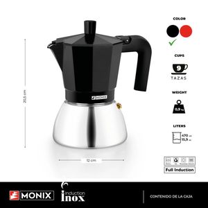 Caffettiera italiana in acciaio inox per induzione, nera, 9 tazze (Monix M863009) - Product Image 5