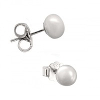 Pendientes de Perlas Naturales Cultivadas de 8-9 mm en Plata de Ley 925 con Cierre de Mariposa/Presión, 6 Pares, Acabado Plano