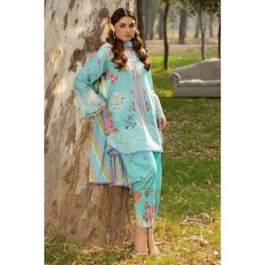 Ensemble 3 pièces imprimé pour la journée, avec manches brodées, pantalon décontracté respirant à taille élastique - OEM/ODM - Product Image 2