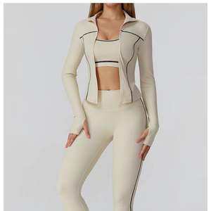 Veste de sport de course à pied pour femmes, unie, coupe-vent, respirante, écologique, manches longues, vêtements de sport de yoga en plein air, taille haute, entraînement - Product Image 3