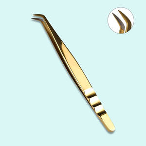 Pinzas de pestañas negras para extensiones de pestañas, pinzas de extensión de pestañas de volumen de punta de fibra de 90 grados Diamond Grip, negro - Product Image 2