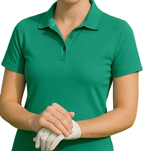 Polo à manches courtes pour femmes de couleur unie, respirant, excellente qualité, polo avec logo personnalisé pour femmes - Product Image 3