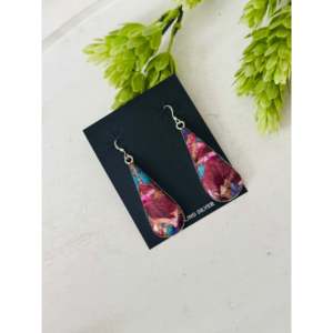 Navajo Gold Plated Drop <b>Earrings</b> Pink Mohave Turquoise & <b>Sterling</b> <b>Silver</b> <b>Dangle</b> Water Drop Shape for Gift - Product Image 3