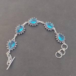 Pulsera de Topacio Azul Suizo, Gema Azul, Plata de Ley 925, Joyería Hecha a Mano, Regalo de Piedra Natal de Diciembre - Product Image 5