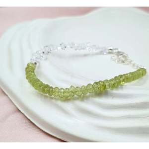 Quartz <b>Beaded</b> <b>Bracelet</b> with Peridot & Herkimer Diamond Trendy Classic Religious Gift Number Pattern Bangles - Product Image 2