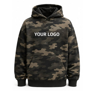 Sweat-shirt à capuche camouflage pour homme, coupe classique, en molleton français, logo imprimé sur le devant, style décontracté d'automne - Product Image 2