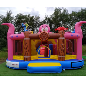 Castillo Inflable Combinado Barco Pirata Rosa, Trampolín de Pulpo para Niños, Parque Infantil al Aire Libre, PVC Resistente - Product Image 4