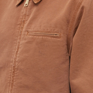 OEM Men Vintage Washed Plain Zip up Workwear Detroit Cotton <b>Canvas</b> <b>Jacket</b> - Product Image 5