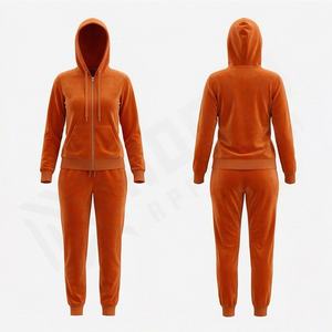 Vêtements de sport pour femmes en gros, survêtement décontracté à capuche, uni, hiver, doublure en polaire de coton, séchage rapide, respirant, manches longues, tenue de sport pour la salle de sport - Product Image 1