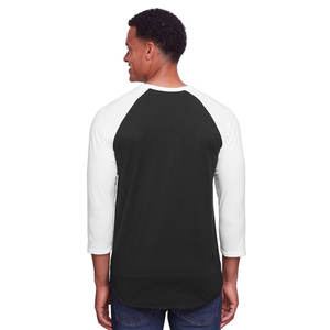 T-shirt raglan respirant 100% coton à manches 3/4 T-shirts sport décontractés raglan - Product Image 2