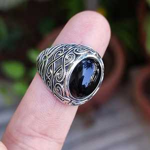 925 Sterling <b>Silver</b> Handmade Boho Black Onyx <b>Ring</b> July Birthstone Oval <b>Statement</b> Promise <b>Ring</b> for Gift - Product Image 1