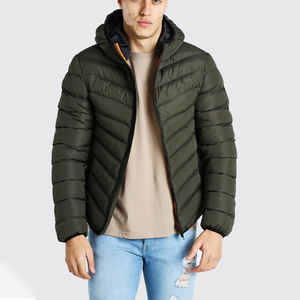 Veste coupe-vent matelassée en toile pour homme, col montant, logo frontal, épaisse, noire, respirante, antibactérienne, sur mesure par le fabricant - Product Image 3