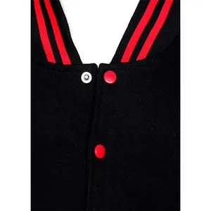เสื้อแจ็คเก็ตวาร์ซิตี้สีแดงดำ แบบยูนิเซ็กส์ สไตล์เพรปปี้ ปกคอพับ แขนยาวปกติ ผ้าโพลีเอสเตอร์ สีพื้น ปิดด้วยกระดุม เหมาะสำหรับใส่ในฤดูใบไม้ร่วง - Product Image 2