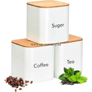 <b>Set</b> of 3 Vintage Metal Iron Material Kitchen Tin Pots Attractive Designing New Arrival Unique Tea Sugar and Coffee <b>Canisters</b> - Product Image 6