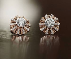 Casual Round White Lab Grown Diamond <b>Earring</b> 18k Rose Gold Plated IGI Certified Graduation Wear <b>Cute</b> Design - Product Image 1