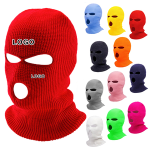 หมวกไหมพรมอะคริลิค 100% สำหรับผู้หญิงและผู้ชาย ปักลายราคาถูก สำหรับฤดูหนาว ปิดหน้าเต็มใบ มี 3 รู แบบบาลาคลาวา ขายส่ง พร้อมจัดส่งแบบ DDP - Product Image 2