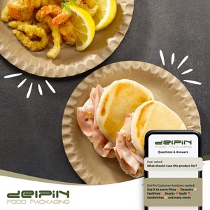 Assiette en papier kraft biodégradable, recyclable, écologique, résistante à la graisse, personnalisable, fabriquée en Italie, de qualité alimentaire, jetable, solide - Product Image 5